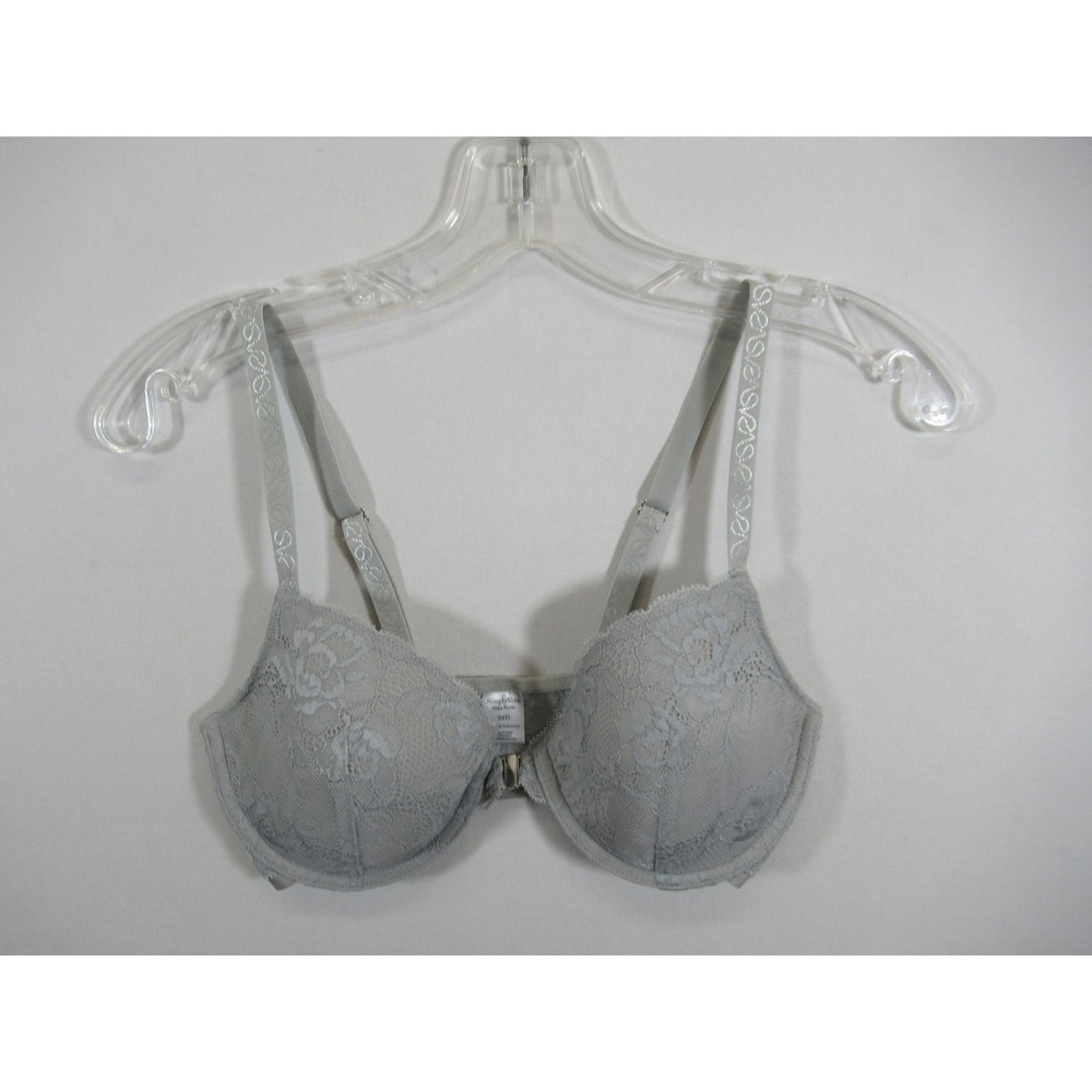 Simply Vera Wang Convertible Lace Bra 34D Gray Underwire Front Close
